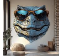 Autocollant mural Decords – Dinosaure avec des lunettes de soleil, 200 cm