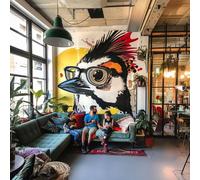 Autocollant mural Decords – grand visage de pic-vert avec lunettes, deuxième modèle, 259 cm