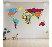 Autocollant mural Decords – grande carte du monde avec les noms des pays, 201 x 112 cm