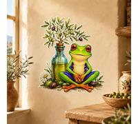 Autocollant mural Decords – Grenouille méditative avec bouteille d'huile d'olive, 240 cm