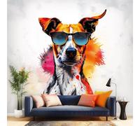 Autocollant mural Decords – Jack Russell Terrier photoréaliste avec des lunettes de soleil, 300 cm