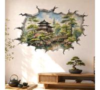 Autocollant mural Decords – jardin zen japonais avec pagode et pont, 280 cm