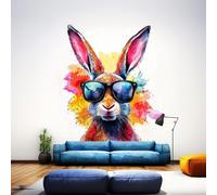 Autocollant mural Decords – lapin coloré avec des lunettes de soleil, deuxième modèle, 260 cm