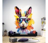 Autocollant mural Decords – Lapin lumineux avec des lunettes de soleil, 140 cm