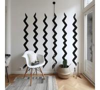 Autocollant mural Decords – lignes noires en zigzag, style moderne, couleur jaune foncé