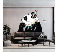 Autocollant mural Decords – Panda avec casque, 180 x 124 cm, pour une application sur la gauche