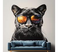 Autocollant mural Decords – Panthère noire avec des lunettes de soleil, 160 cm