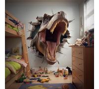 Autocollant mural Decords – T-Rex avec effet 3D pour chambre d'enfant, 140 cm