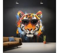 Autocollant mural Decords – Tigre en style graffiti avec des lunettes de soleil, 300 cm