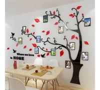 Autocollant mural DIY « Arbre généalogique en 3D » pour mur photo ; autocollant mural avec galerie de photos ; décoration murale « Arbre généalogique » pour le salon ou la chambre (rouge, à gauche, L)