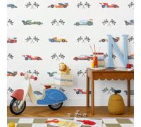 Autocollant mural drapeau de course, décalcomanie murale voiture vintage, convient pour la chambre, le salon, la salle de jeux, la décoration murale de la maison C748,C744graphiquePolychlorures de vin