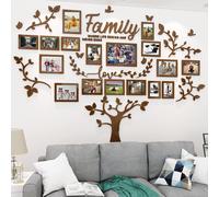 Autocollant mural en 3D, arbre, arbre généalogique, 13 pièces, couleur marron, en acrylique