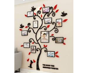 Autocollant mural en acrylique 3D, motif arbre, rouge, dimensions : 132 x 160 cm