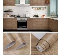 Autocollant Mural En Bois Pelé Et Collé, Film Auto-Adhésif Décoratif En Papier Pour Meubles, Surfaces De Sensation Tactile En Bois Véritable