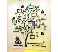 Autocollant mural en forme d'arbre en 3D - Autocollant en acrylique pour salon et chambre à coucher - Vert foncé, format XL, 190 x 156 cm