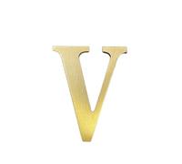 Autocollant mural en laiton massif lettre V - 4,5 cm (1.77 in) - Métal doré - Pour boîte aux lettres, adresse de maison, panneau de magasin, décoration intérieure à faire soi-même (lettre V)