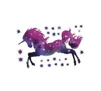 Autocollant Mural Étoile Licorne pour Chambre D’garçon et Filles en Pvc | Pourpre, Design Créatif Chic, S’applique et Se Retire Facilement sans Trace