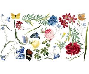 Autocollant mural – FLEURS DANS LE JARDIN – autocollant avec fond transparent – 110 x 200 cm