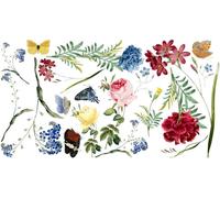 Autocollant mural – FLEURS DANS LE JARDIN – autocollant avec fond transparent – 90 x 165 cm