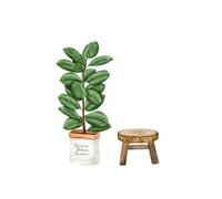 Autocollant mural grande plante verte elastica robusta