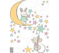 Autocollant mural – Lapin et souris à la poursuite des étoiles – Autocollants – 160 x 120 cm
