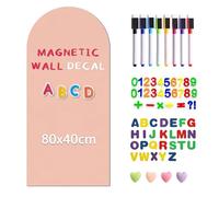 Autocollant Mural Magnétique 80x40cm Couleur Rose Arc Tableau avec Plusieurs Accessoires Dessin Mural Magnétique Apprentissage pour Salle de Jeux Maison