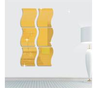 Autocollant mural miroir 3D créatif, forme d'onde, auto-adhésif, pour maison, salle de bain, cuisine, salon, décoration, accessoires, couleur dorée
