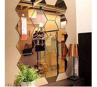 Autocollant mural miroir - PZCC - 12pcs 10 cm - Hexagonal - Acrylique - Doré auto-adhésif