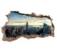 Autocollant mural, panneau mural, sticker mural, décoration murale, paysage urbain, thème aventure, élément décoratif, H 60 x L 100, pour chambre à coucher ou salon (WL08 New York)