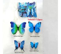 Autocollant mural papillon 3D - Bleu - 12 pièces