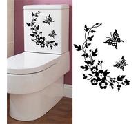 Autocollant Mural Papillon Fleur, 1 Pièce, Pour Salle De Bain, Toilette, Ordinateur Portable, Décoration De La Maison
