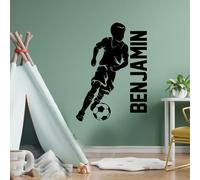 Autocollant Mural Personnalisé De Joueur De Football For Garçons/filles,Stickers Chambre Ado Et Enfant, Stickers Muraux Football, Autocollant Prénom Personnalisé Garçon(M)