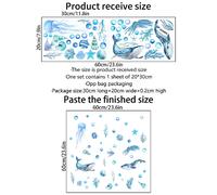 Autocollant mural phosphorescent représentant un poisson bleu, monde sous-marin, pour chambre d'enfant, décoration d'intérieur~00046