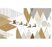 Autocollant mural représentant le Père Noël et ses rennes, 110 x 185 cm