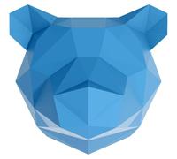 Autocollant ours en origami 3D (bleu), 90 x 95 cm