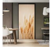 Autocollant Porte 80 x 210 cm Poster de Porte Stickers Muraux, Nature Plantes Herbe De La Pampa Photographie Beige - pour Décoration Mur Salon Cuisine Chambre Salle de Bain Papier
