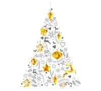 Autocollant pour sapin de Noël doré et gris – Autocollants de Noël – Décoration de Noël – 170 x 120 cm
