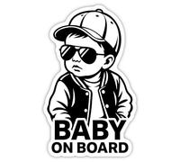 Autocollant pour voiture Baby on Board - Kid in Car - 15 x 9,5 cm - Résistant aux intempéries et aux UV - Autocollant laminé pour une protection supplémentaire - Résistant aux rayures et aux couleurs