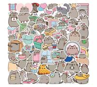 Autocollant Pusheen, 100 pièces Cute Cat Stickers, Nature Mignon Graffiti Cartoon Autocollant vinyle imperméable pour Scrapbook Skateboard, Filles Adolescentes