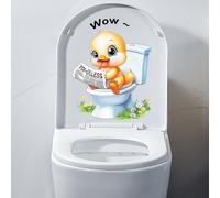 Autocollant siège de toilette - 3D Animal Pattern - PVC autocollant - imperméable chat canard singe Pattern, animaux mignons lire le Journal, décoration de (Le canard)