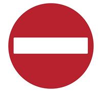 Autocollant Signalétique plastifié rond sticker résistant à l’eau NF ISO7010 - Adhésif laminé résistant aux UV - Sens Interdit - Diamètre 35 cm