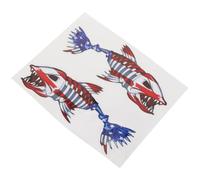 Autocollant Squelette de Poisson PVC 2 Pièces pour Véhicule