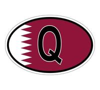Autocollant Sticker Ovale Oval Drapeau Code Pays Q Qatar