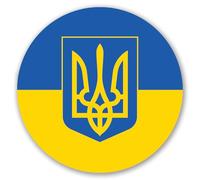 Autocollant Sticker Rond Drapeau Emblème Ukraine Adhésif 5 cm