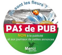 Autocollant sticker Stop Pub boite lettres logo 64793 ou sont les fleurs stop annonces