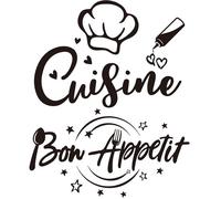 Autocollant - Stickers Muraux Cuisine - PVC Haute Qualité - Noir - Décoration Contemporaine