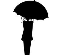 Autocollant tableau noir – autocollant mural effaçable – FEMME AVEC PARAPLUIE – 135 x 85 cm
