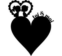 Autocollant tableau noir – autocollant mural effaçable – HEART YOU & ME – 110 x 90 cm