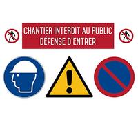 Autocollant vinyl - Chantier interdit au public défense d'entrer - H.297 x L.420 mm