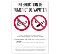 Autocollant vinyl - Interdiction interdit de fumer et vapoter - L.148 x H.210 mm - UTTSCHEID - 5